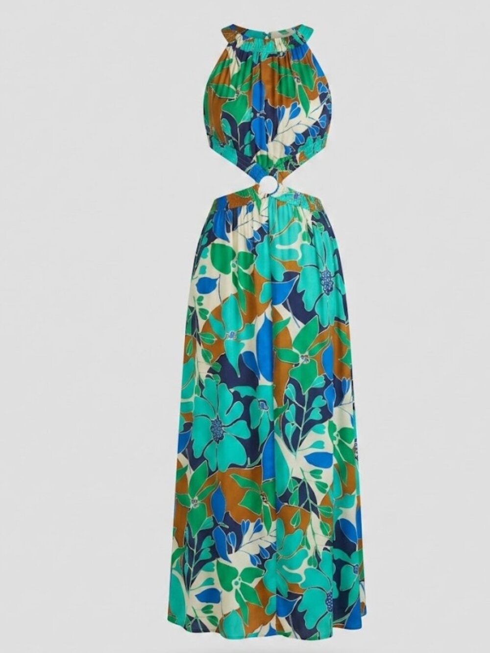 CULT GAIA Theia Cutout Printed Satin Backless Midi Dress NWT, S